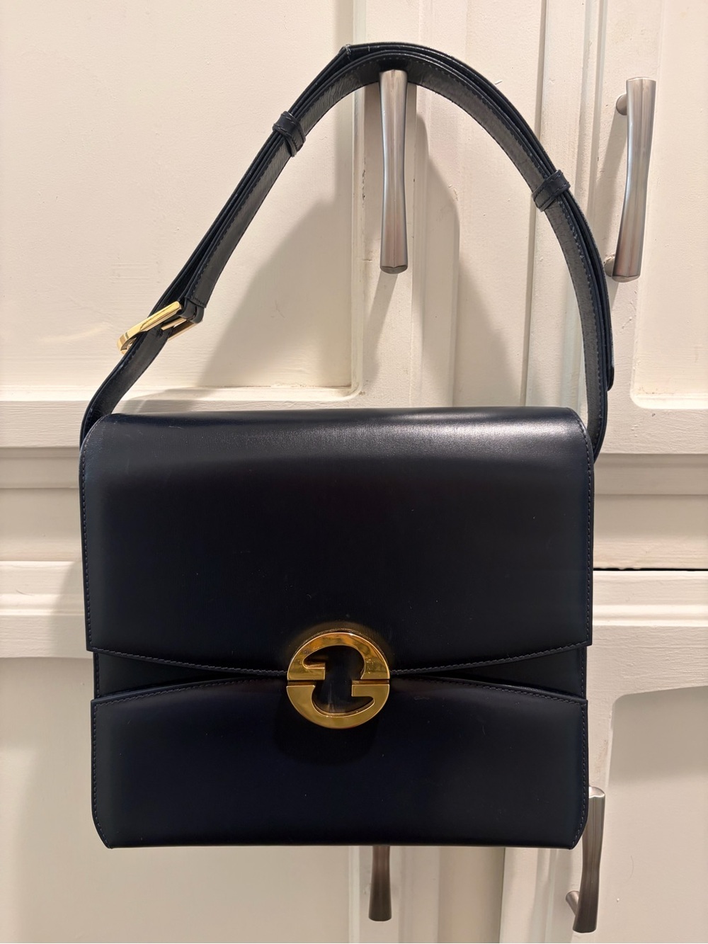 Classic Vintage Gucci Navy Blue Shoulder Bag - Lots of Storage